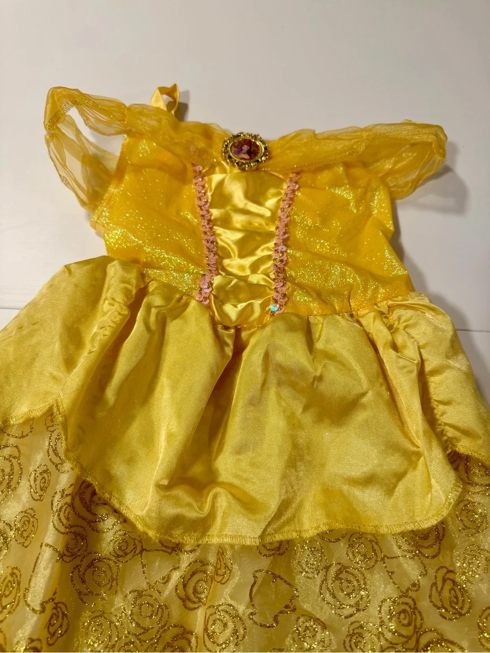 Disney Yellow Glitter Belle-Style Princess Costume Dress - SZ 4-6X - Picture 2 of 7